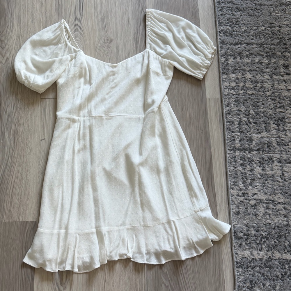 Lena Soft White Puff Sleeve Mini Dress